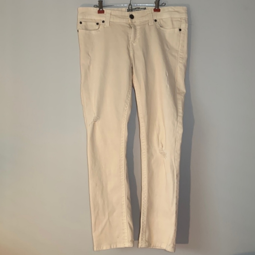 Bke buckle Payton straight leg ankle cream jeans 33